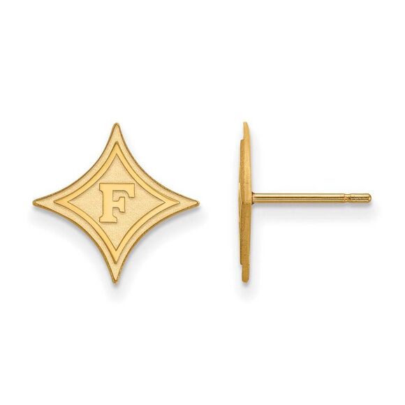 14k Gold Plated Silver Furman University Small Post Earrings - Picture 1 of 3